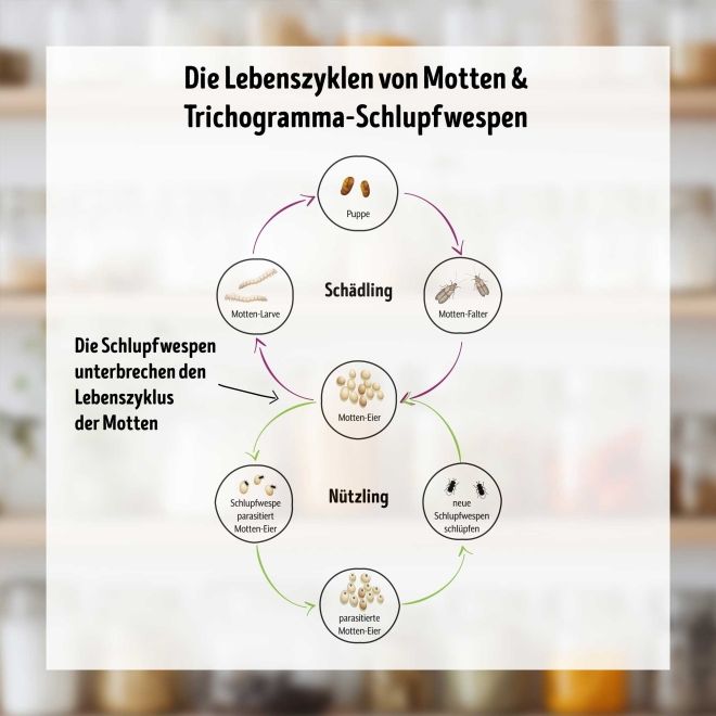 Schlupfwespen-Kur gegen Lebensmittelmotten á 6 Kärtchen